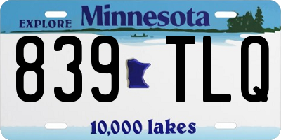 MN license plate 839TLQ