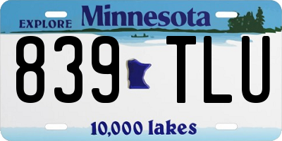 MN license plate 839TLU