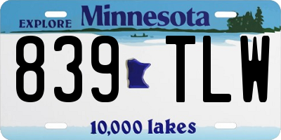 MN license plate 839TLW