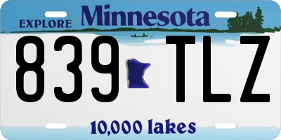 MN license plate 839TLZ