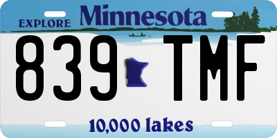 MN license plate 839TMF