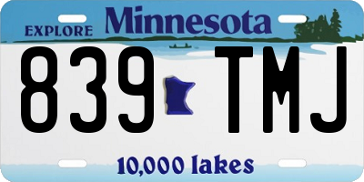 MN license plate 839TMJ