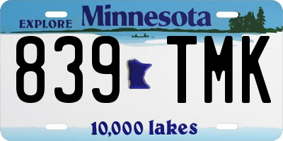 MN license plate 839TMK