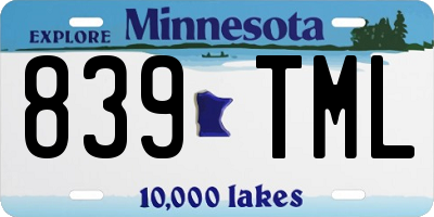 MN license plate 839TML