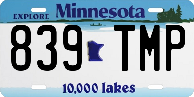 MN license plate 839TMP