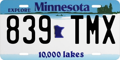MN license plate 839TMX