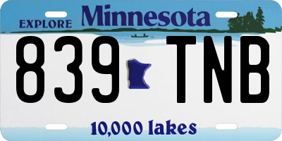 MN license plate 839TNB