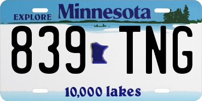 MN license plate 839TNG