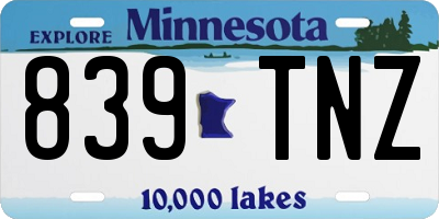 MN license plate 839TNZ