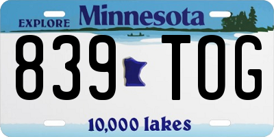 MN license plate 839TOG