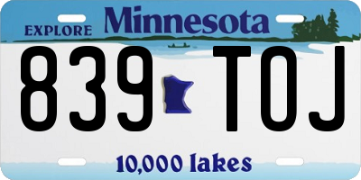 MN license plate 839TOJ