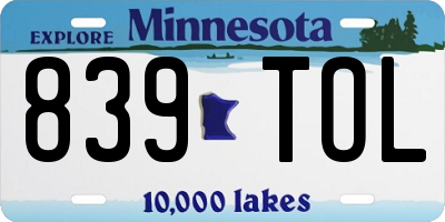 MN license plate 839TOL
