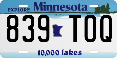 MN license plate 839TOQ