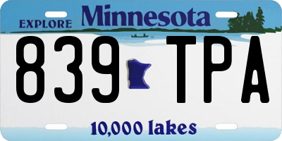 MN license plate 839TPA