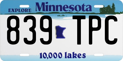 MN license plate 839TPC