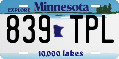 MN license plate 839TPL