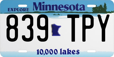 MN license plate 839TPY