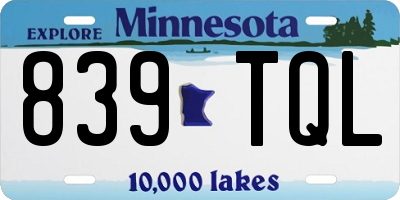 MN license plate 839TQL