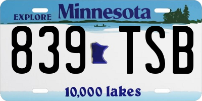 MN license plate 839TSB