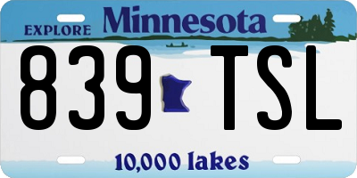 MN license plate 839TSL