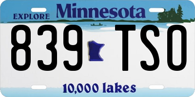 MN license plate 839TSO