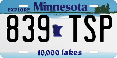 MN license plate 839TSP