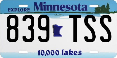 MN license plate 839TSS