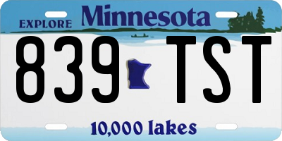 MN license plate 839TST