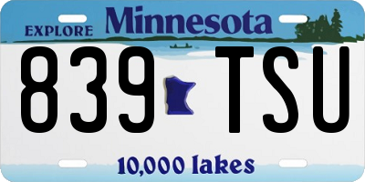 MN license plate 839TSU