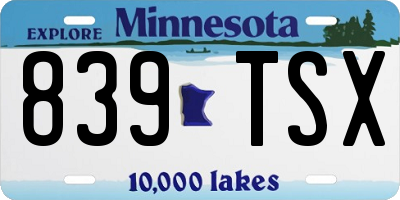 MN license plate 839TSX