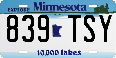 MN license plate 839TSY