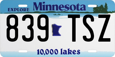 MN license plate 839TSZ
