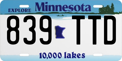 MN license plate 839TTD