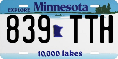 MN license plate 839TTH
