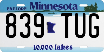 MN license plate 839TUG