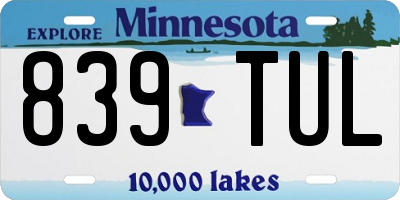 MN license plate 839TUL