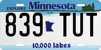 MN license plate 839TUT