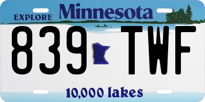 MN license plate 839TWF