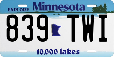 MN license plate 839TWI