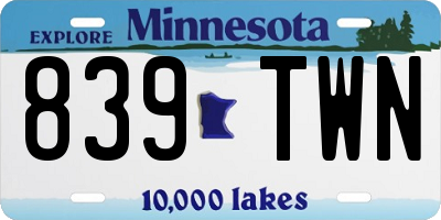 MN license plate 839TWN