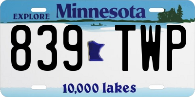 MN license plate 839TWP