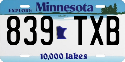 MN license plate 839TXB