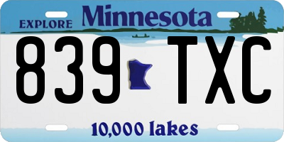 MN license plate 839TXC