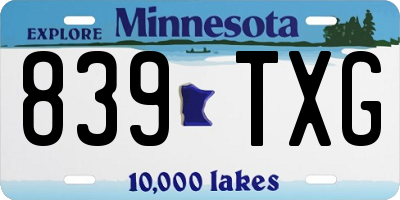 MN license plate 839TXG