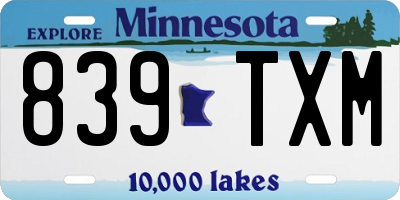 MN license plate 839TXM
