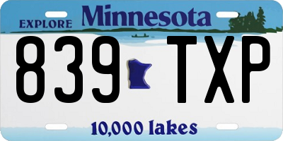 MN license plate 839TXP