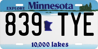 MN license plate 839TYE