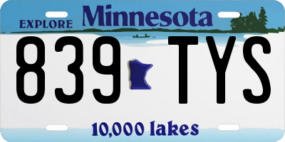 MN license plate 839TYS