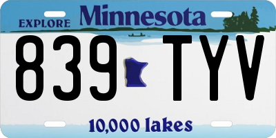 MN license plate 839TYV