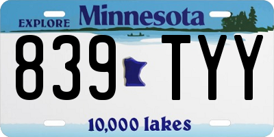 MN license plate 839TYY
